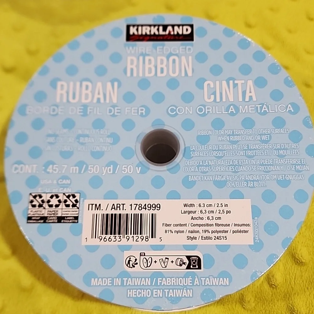 3 Rolls Kirkland/Member's Mark Wire-Edged Ribbon, 150 yds total